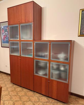 Doppia credenza in ciliegio e vetro made in italy