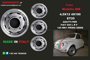 Cerchi mm 4,5x 12 et25 4x190 fiat 500 l f r