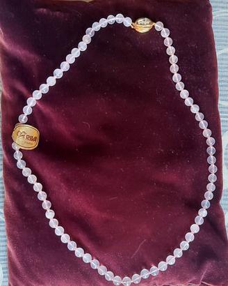 Collana in Quarzo Rosa Naturale (no bigiotteria)