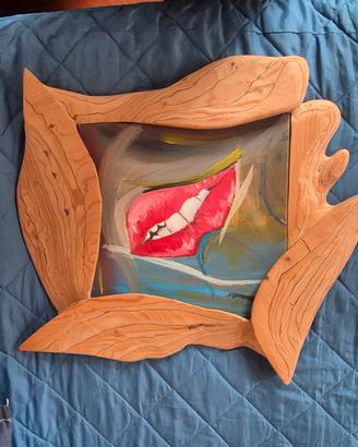 Quadro Pop Art con cornice artigianale in legno 