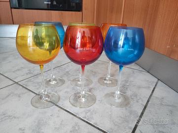 6 calici in vetro 