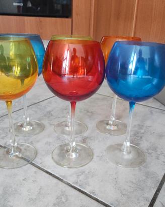 6 calici in vetro 