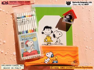 🌈 VINTAGE SNOOPY Pastelli temperino note astuccio