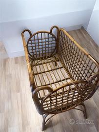 Culla vintage in bambu/vimini/rattan