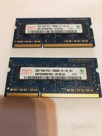 Memoria RAM per portatile2x 2gb 1Rx8-PC3-10600S
