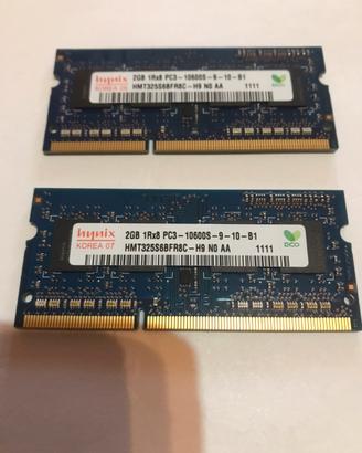Memoria RAM per portatile2x 2gb 1Rx8-PC3-10600S