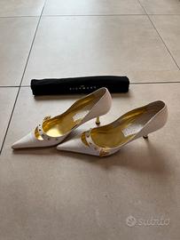John Richmond-Décolleté vintage in pelle bianca