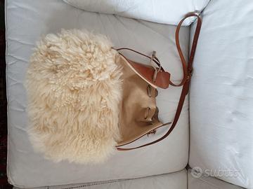 Borsa vintage di montone bianco