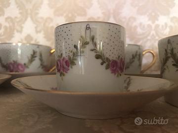 Servizio tazzine caffè dipinte a mano Limoges