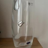 Vaso alto cristallo tulipani decorati argento 26cm
