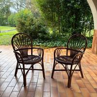 Coppia di sedie in rattan/vimini
