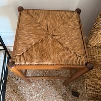 sgabello legno e paglia