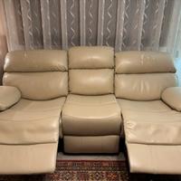 DIVANO PELLE 3 POSTI 2 RECLINER ELETTRICI E 2 USB