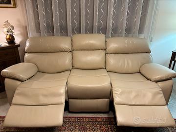 DIVANO PELLE 3 POSTI 2 RECLINER ELETTRICI E 2 USB