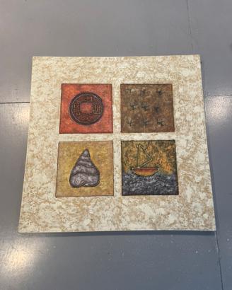 Quadro materico moderno etnico 4 elementi