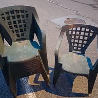 11 sedie in plastica da giardino verdi 