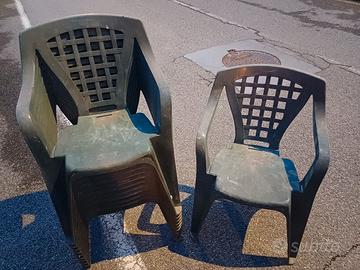 11 sedie in plastica da giardino verdi 