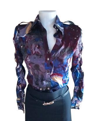 Versace jeans couture camicia in seta stampata 