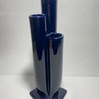 Vaso porta fiori ceramica smaltata blu di design