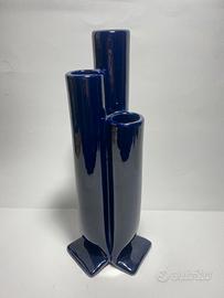Vaso porta fiori ceramica smaltata blu di design