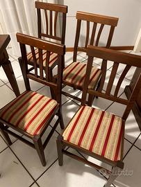 4 sedie legno color noce con seduta imbottita