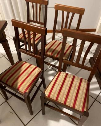 4 sedie legno color noce con seduta imbottita