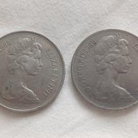 2 Monete 10 new Pence - 1968 e 1969