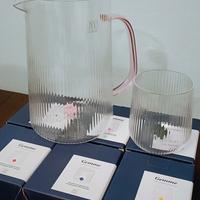 set caraffa e 6 bicchieri plissé con gemme