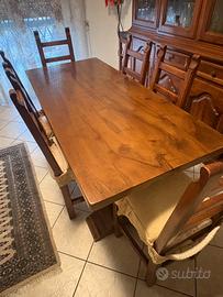 Tavolo da Pranzo Rettangola con Sedie in Massello
