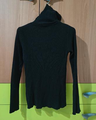 maglione nero dolcevita a costine tg. S/M