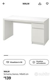 Scrivania malm ikea color legno chiaro