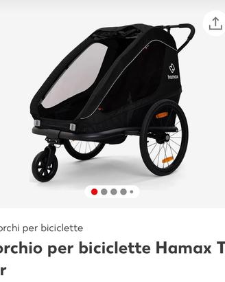 Rimorchio bici hamax due posti colore verde scuro
