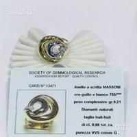 Anello in oro 18kt diamanti scritta massoni (cr)