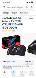 Scheda video Aorus amd radeon rx 6750 xt 12 gb