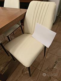 4 Sedie soggiorno Pelle sintetica PU bianco panna
