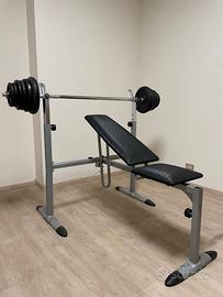 Panca pesi con supporti bilanciere e leg curl