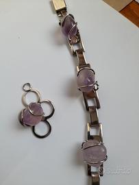 ametista su bracciale e ciondolo 