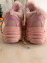Balenciaga triple S rosa con pelo( imitazione)