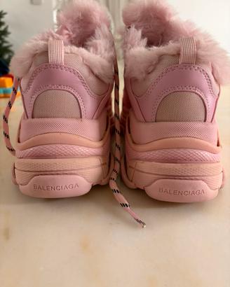 Balenciaga triple S rosa con pelo( imitazione)