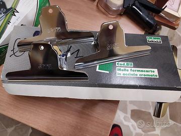 MOLLE FERMACARTE ACCIAIO CROMATO 10 PZ MM.150