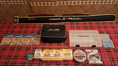 attrezzatura surf casting, canna mulinello e varie