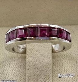 FEDINA IN ORO BIANCO 18kt. CON RUBINI NATURALI