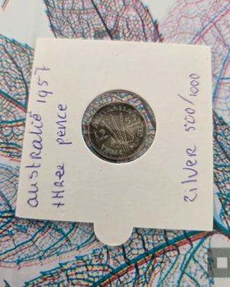 Moneta Argento Australia 3 Pence 1957