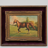 Grande Dipinto Antico ad olio di un Cavallo