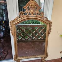 Antica specchiera in legno dorato barocca 163x95