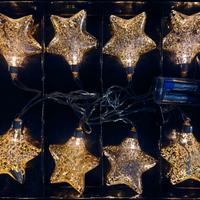 Luci di Natale Stelle Argento LED a pila anni '80