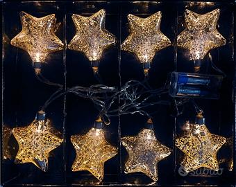 Luci di Natale Stelle Argento LED a pila anni '80