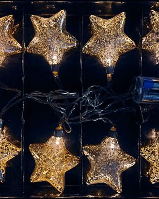 Luci di Natale Stelle Argento LED a pila anni '80