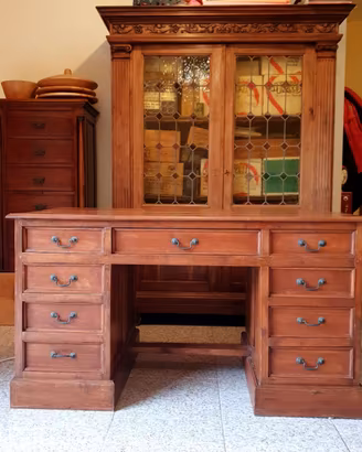 Cassettiera con Scrivania  etnica Teak Tek