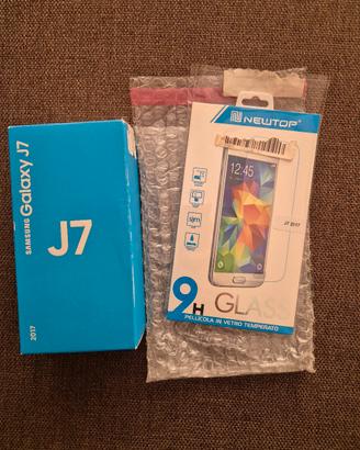Pellicola vetro e scatola per Samsung j7 2017